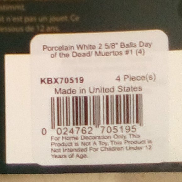 Christmas by Krebs 4pk. Day of the Dead Sugar Skull Glass Ball Ornaments NIB! - Picture 3 of 4